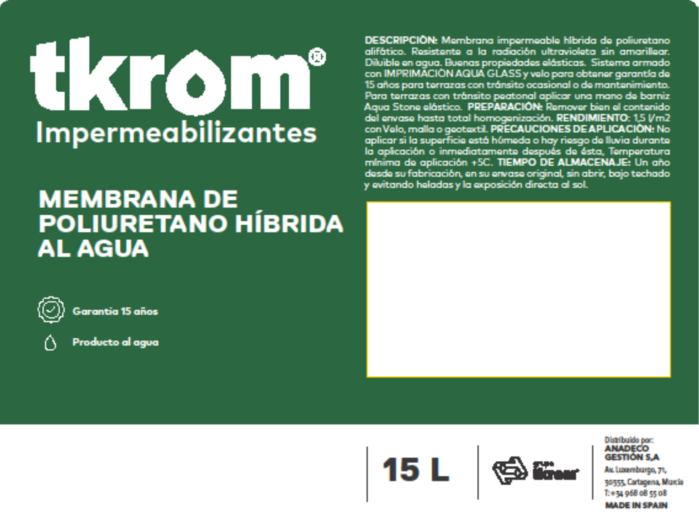 TKROM MEMBRANA POL. HIBRIDA VERDE 15L